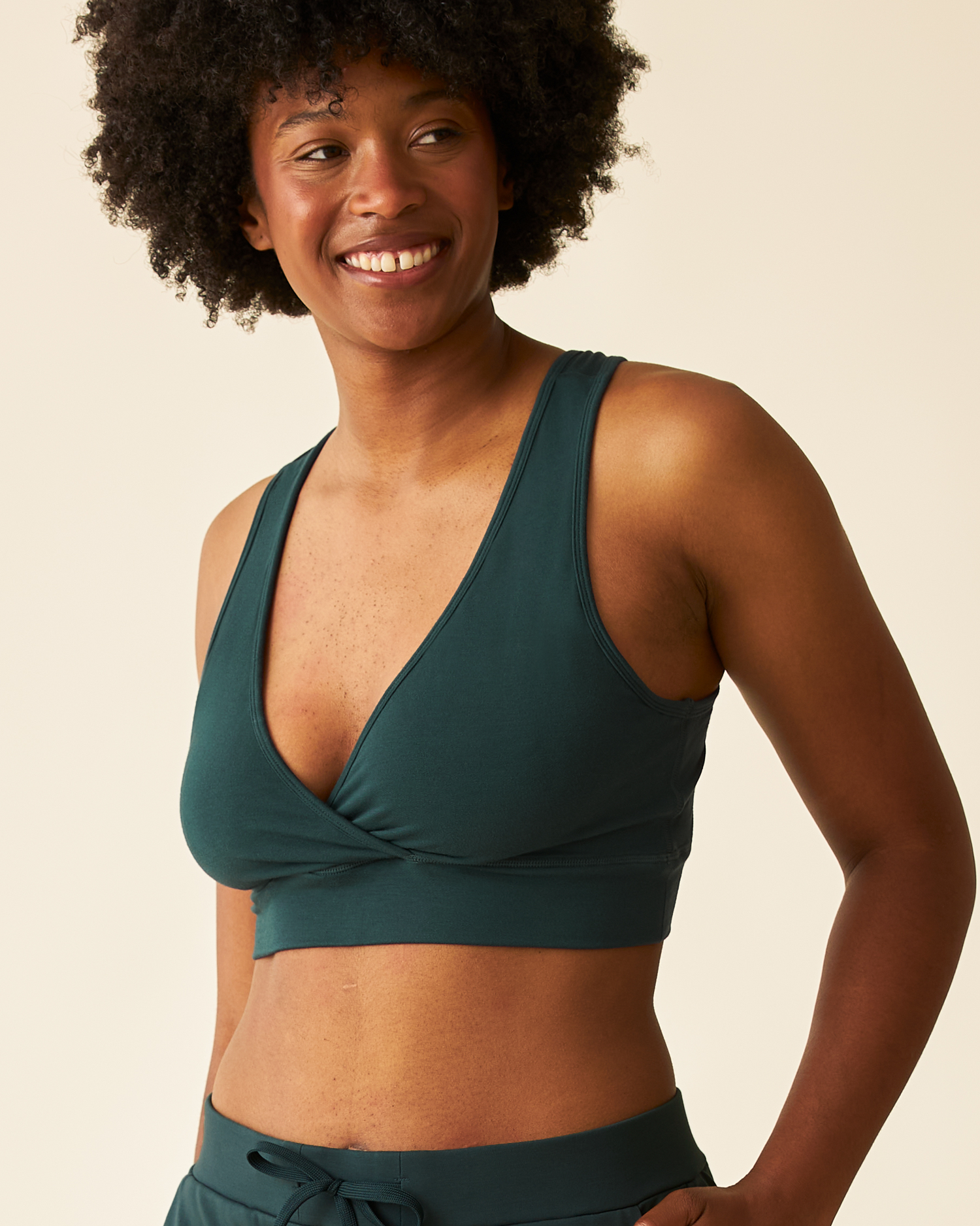French Terry Racerback Nursing & Sleep Bra | Evergreen